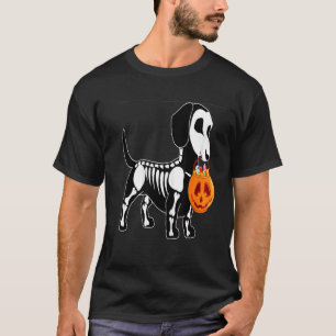 Dachshund Skeleton Jack O Lantern  Halloween T-Shirt