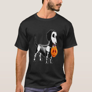 Dachshund Skeleton Jack O Lantern  Halloween T-Shirt