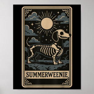 Dachshund Skeleton Summerween Dog Art Vintage Styl Poster