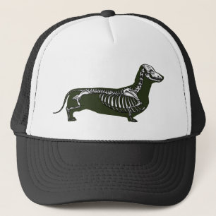 dachshund skeleton trucker hat