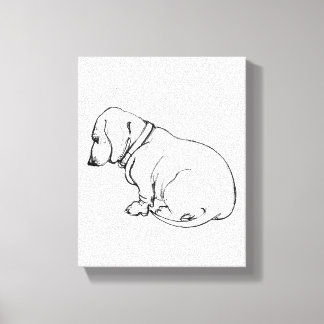 dachshund sketch on stretched canvas print