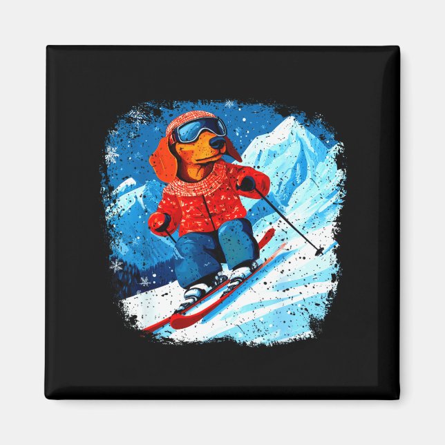 Dachshund ski  magnet (Front)
