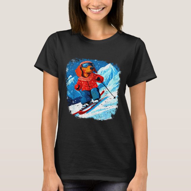 Dachshund ski  T-Shirt (Front)