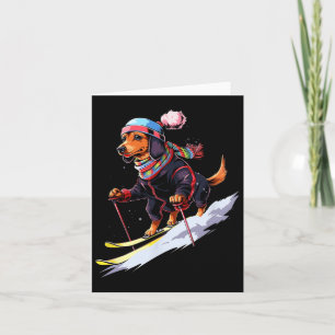 Dachshund Skiing Dog Skier Ski Winter Snow Men Wom Card