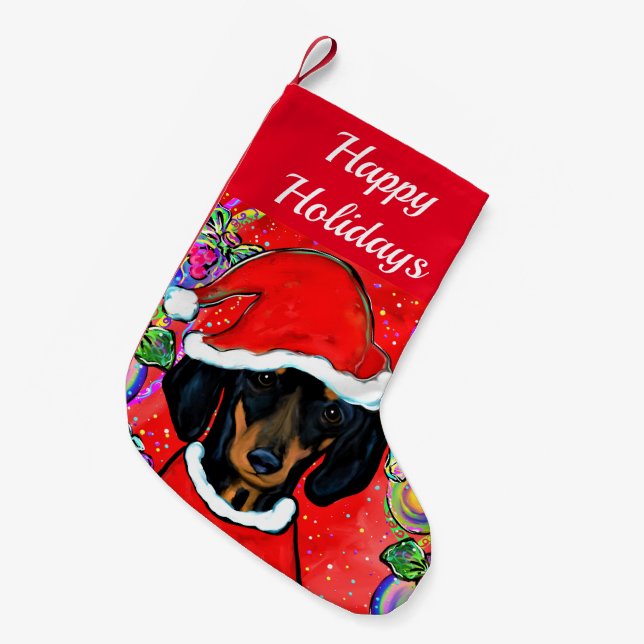 DACHSHUND SMALL CHRISTMAS STOCKING (Front (Hanging))