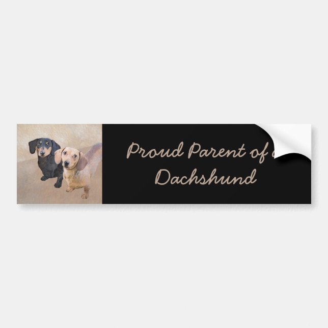 Dachshund (Smooth) Painting - Original Dog Art Bumper Sticker (Front)