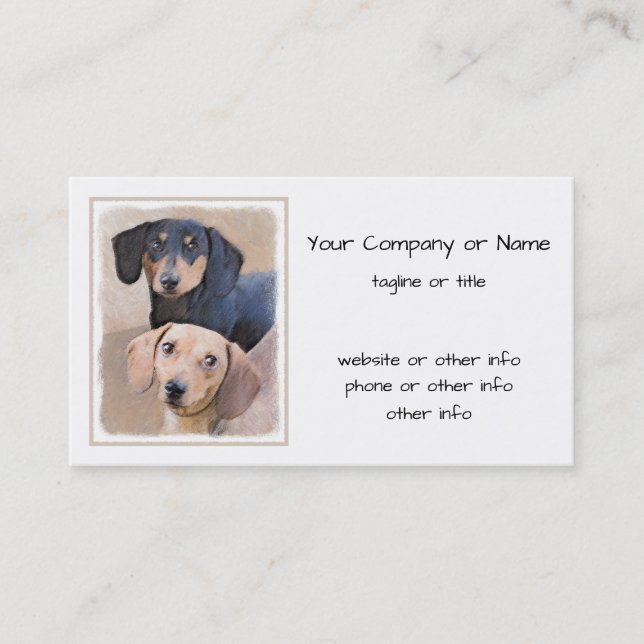 Dachshund (Smooth) Painting - Original Dog Art Business Card (Front)