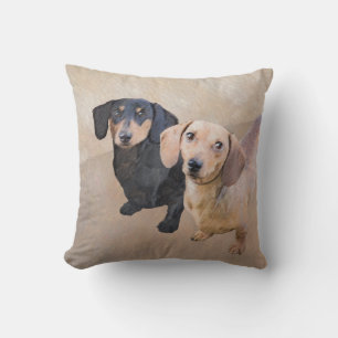 Dachshund (Smooth) Painting - Original Dog Art Cushion