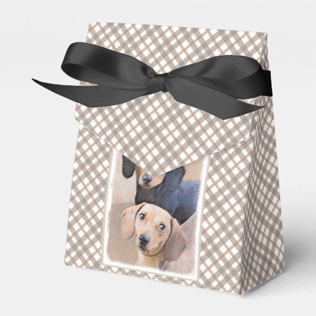 Dachshund (Smooth) Painting - Original Dog Art Favour Box (Front Side)