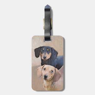 Dachshund (Smooth) Painting - Original Dog Art Luggage Tag