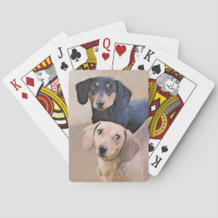 Dachshund (Smooth) Painting - Original Dog Art Playing Cards