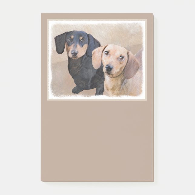 Dachshund (Smooth) Painting - Original Dog Art Post-it Notes (Front)