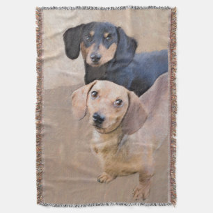 Dachshund (Smooth) Painting - Original Dog Art Throw Blanket