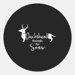 Dachshund Snow Cute Wiener Weiner Dog Owner Christ Classic Round Sticker