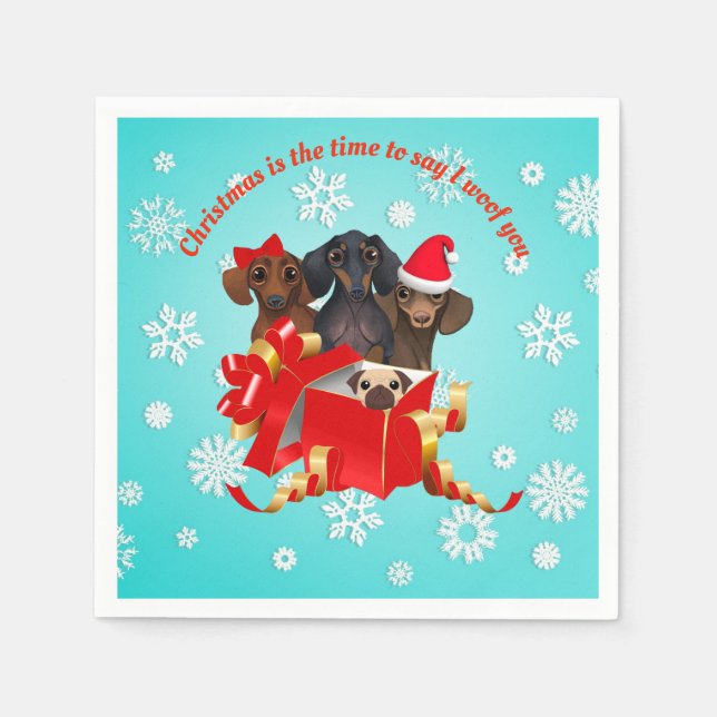 Dachshund Snow Flake Christmas Paper Napkins (Front)