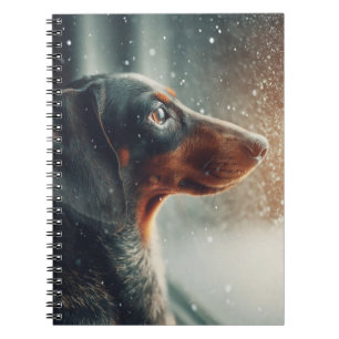 Dachshund Snowfall Gaze Spiral Notebook