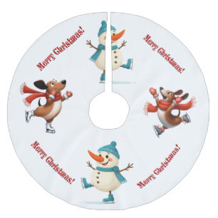 Dachshund Snowman Christmas Tree Skirt