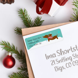 Dachshund Snowy Christmas Return Address Labels