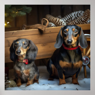 Dachshund Snowy Sleigh Christmas Decor
