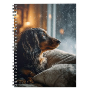 Dachshund Snowy Window Spiral Notebook