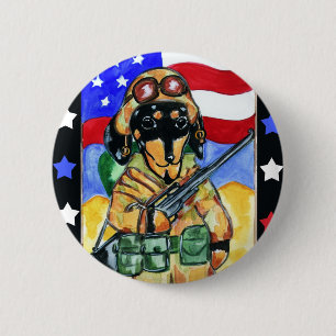Dachshund Soldier 6 Cm Round Badge