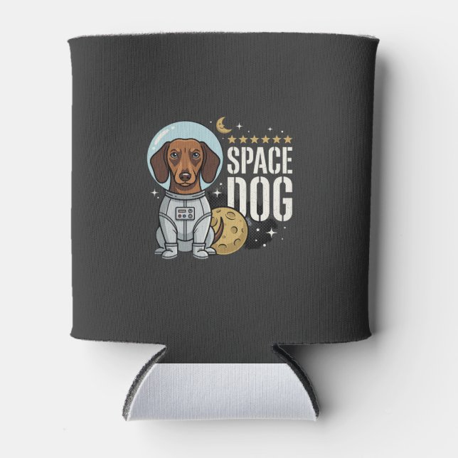 Dachshund Space Dog Astronaut Vector Can Cooler (Front)