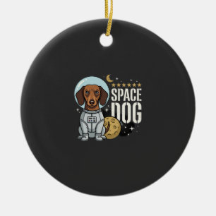 Dachshund Space Dog Astronaut Vector Ceramic Ornament