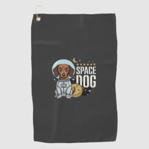 Dachshund Space Dog Astronaut Vector Golf Towel