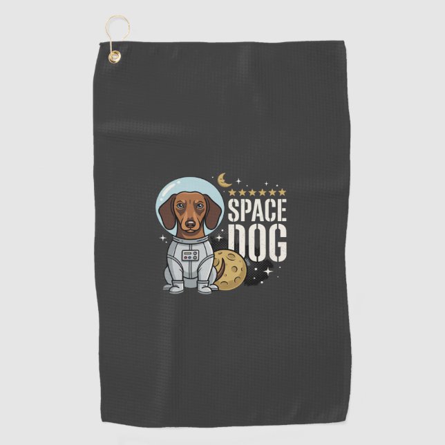 Dachshund Space Dog Astronaut Vector Golf Towel (Front)
