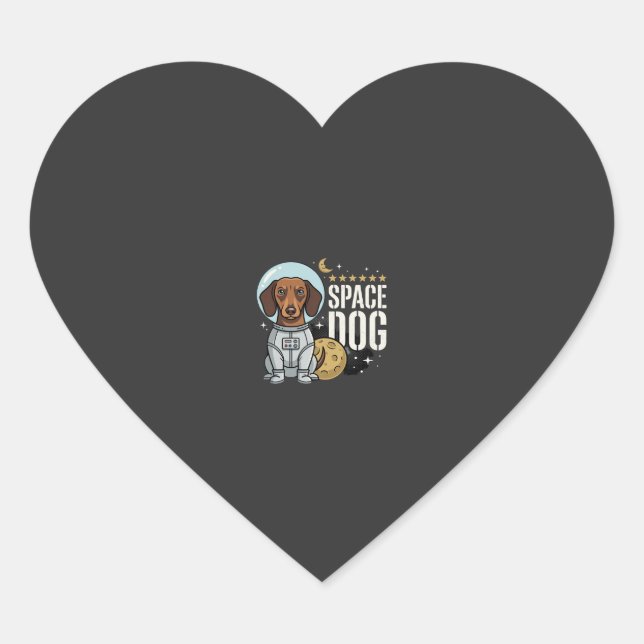 Dachshund Space Dog Astronaut Vector Heart Sticker (Front)