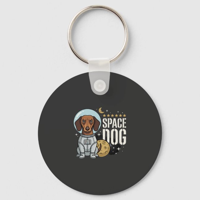 Dachshund Space Dog Astronaut Vector Key Ring (Front)
