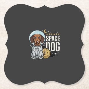 Dachshund Space Dog Astronaut Vector Paper Coaster