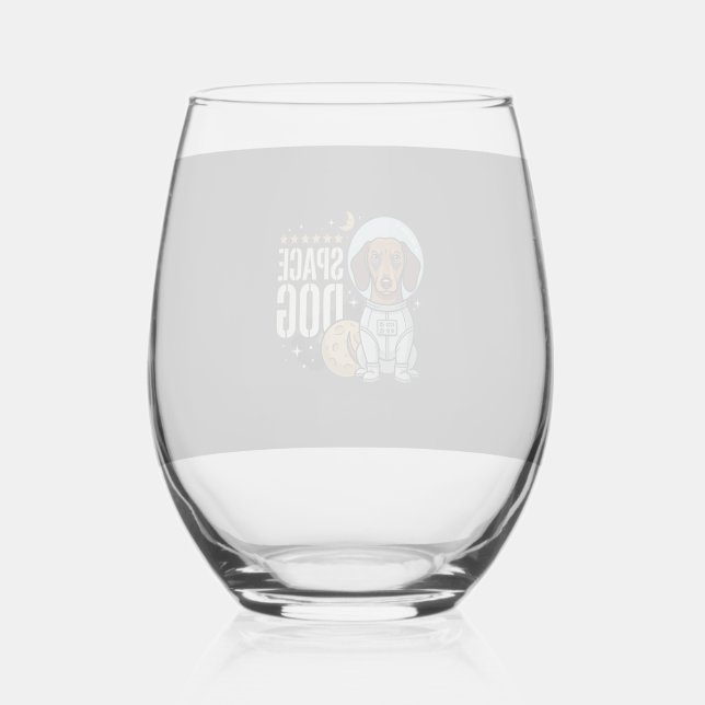 Dachshund Space Dog Astronaut Vector Stemless Wine Glass (Front)