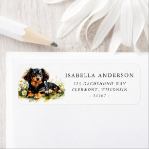 Dachshund Spring Flower Scene Return Address Return Address Label