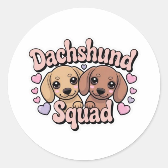 Dachshund Squad Cute Kawaii Dachshund Sticker Dach (Front)