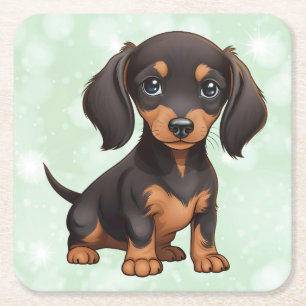 Dachshund Square Paper Coaster