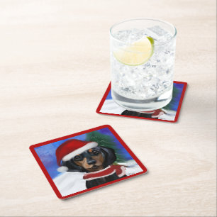 Dachshund square paper coaster