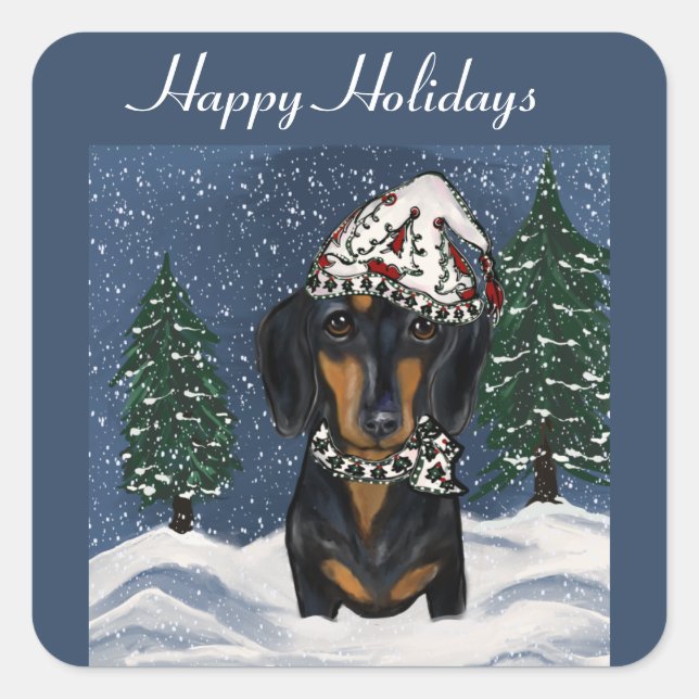 DACHSHUND   SQUARE STICKER (Front)