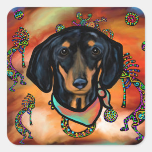 DACHSHUND SQUARE STICKER