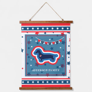 Dachshund Stars Red White And Blue 4th Of July Hanging Tapestry