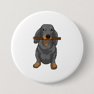 Dachshund Stick 7.5 Cm Round Badge