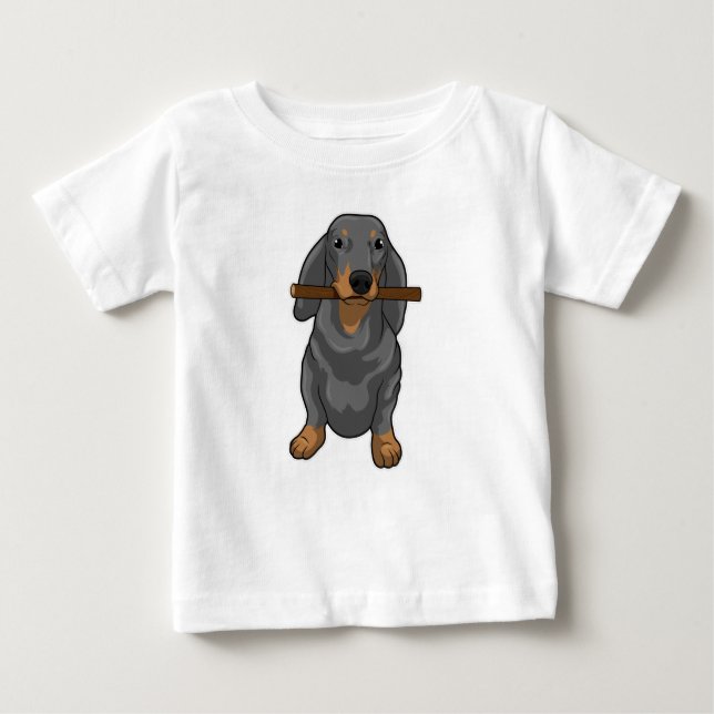 Dachshund Stick Baby T-Shirt (Front)