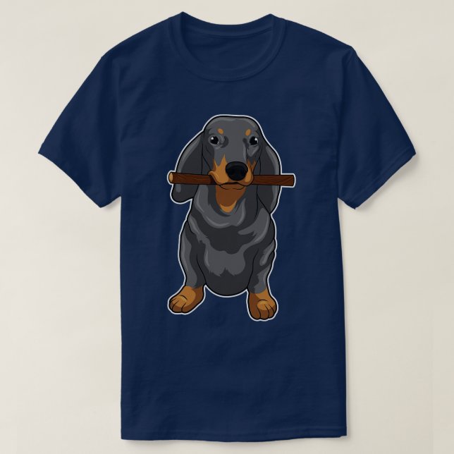 Dachshund Stick  T-Shirt (Design Front)