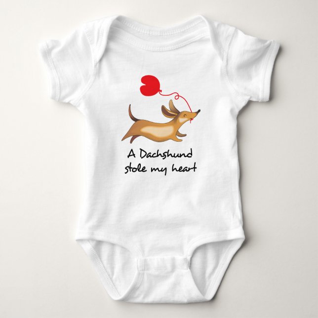 Dachshund Stole my Heart Baby Bodysuit (Front)
