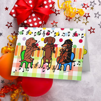 Dachshund String Trio Birthday Card