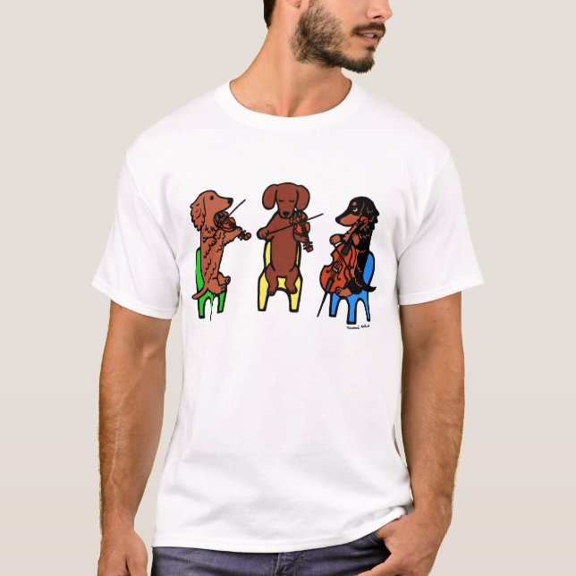 Dachshund String Trio Musicians Tshirt (Front)
