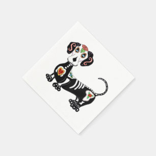 Dachshund Sugar Skull Napkin