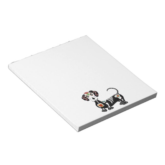 Dachshund Sugar Skull Notepad (Angled)
