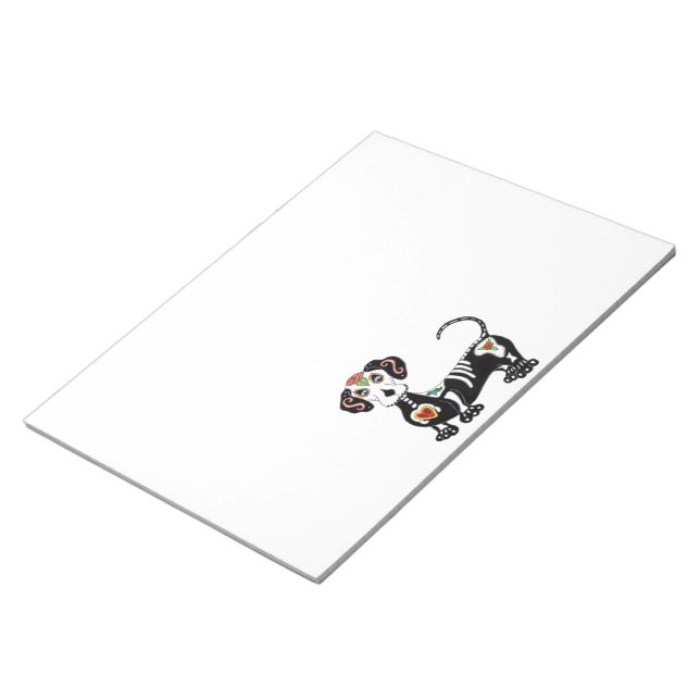 Dachshund Sugar Skull Notepad (Angled)