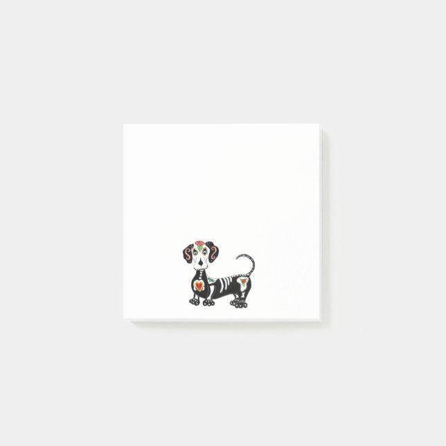 Dachshund Sugar Skull Post-it Notes (Front)